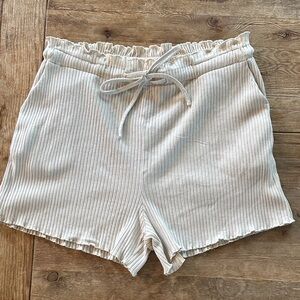 Women's Cream Knitted Drawstring Shorts